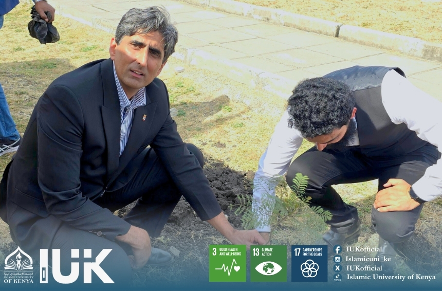 The Islamic University of Kenya (IUK) officially kicked off the first session of its eagerly awaited sustainability campaign, #IUKGreenDrive2025, on Friday, drawing vibrant enthusiasm and active participation. This event signaled the launch of a series of meaningful initiatives designed to foster environmental responsibility and advance the global Sustainable Development Goals (SDGs)—with a special focus on SDG 3 (Good Health and Well-being), SDG 13 (Climate Action), and SDG 17 (Partnerships for the Goals).

Guests were welcomed with genuine warmth, setting an inviting and inclusive tone for the day. The session opened with a keynote address from Vice Chancellor Prof. Dr. Ahmed Bilal Waqar, who passionately reaffirmed IUK’s dedication to building a greener, healthier, and more sustainable future through collective action.

A highlight of the day was an inspiring talk by Dr. Said Ragaeh, who spoke passionately about the power of individuals to become agents of change in their communities and beyond. His message resonated strongly with attendees, reinforcing the importance of personal responsibility in tackling environmental and public health challenges.

Adding energy and excitement to the program, well-known influencer Dulla Mulla introduced fellow influencers present at the event. Their involvement underscored the importance of using digital platforms and youth voices to amplify the message of sustainability and well-being.

The IUK team also took the opportunity to emphasize the significance of the initiative, showcasing the university’s eco-conscious infrastructure, health-centered community programs, and the steps already being taken toward a more sustainable and healthy campus.

As the day concluded, a clear message emerged: Together, we are driving change—for people, planet, health, and future generations. The #IUKGreenDrive2025 is not just an event; it is a movement—one that positions IUK as a leader in sustainability, wellness, and environmental advocacy within the academic community.